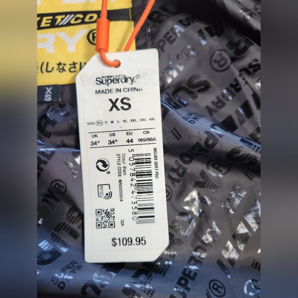 Superdry puffer jacket mens xs yellow/blk - Picture 7 of 9